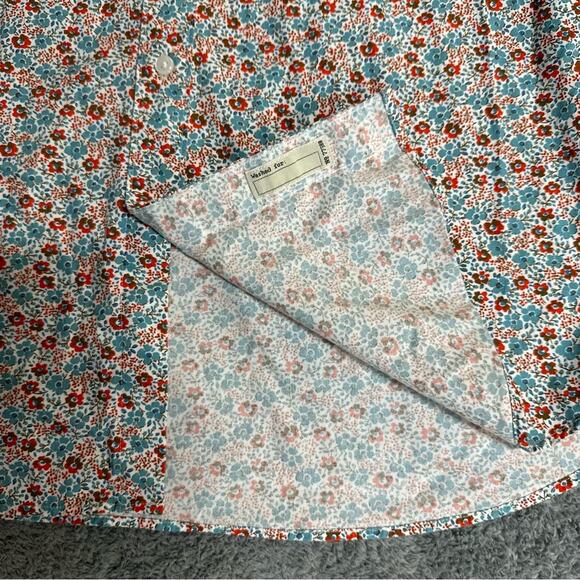 J.Crew Short-sleeve stretch Secret Wash shirt in white floral Size Large - Picture 6 of 8
